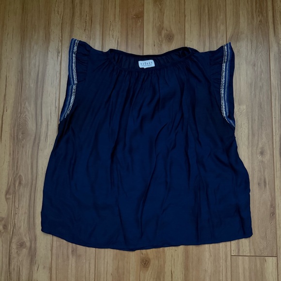 Velvet by Graham & Spencer Royal Blue Blouse with Sequin Edged Sleeves - Picture 1 of 6